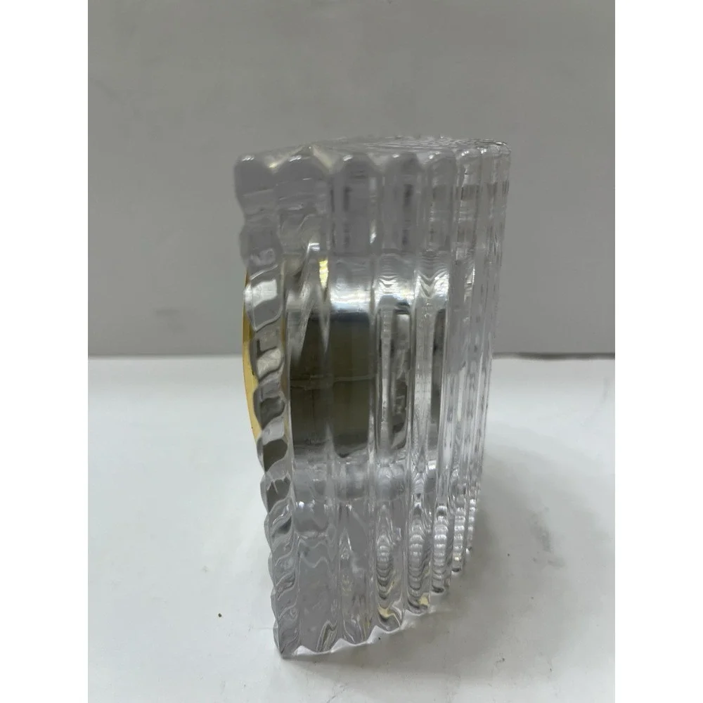 Vintage Mikasa Illusions Lead Crystal Desk Clock Square Diamond Pattern 4.25x4
